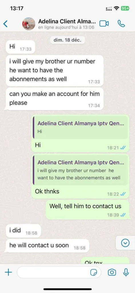 IPTV WhatsApp support voorbeeld 5